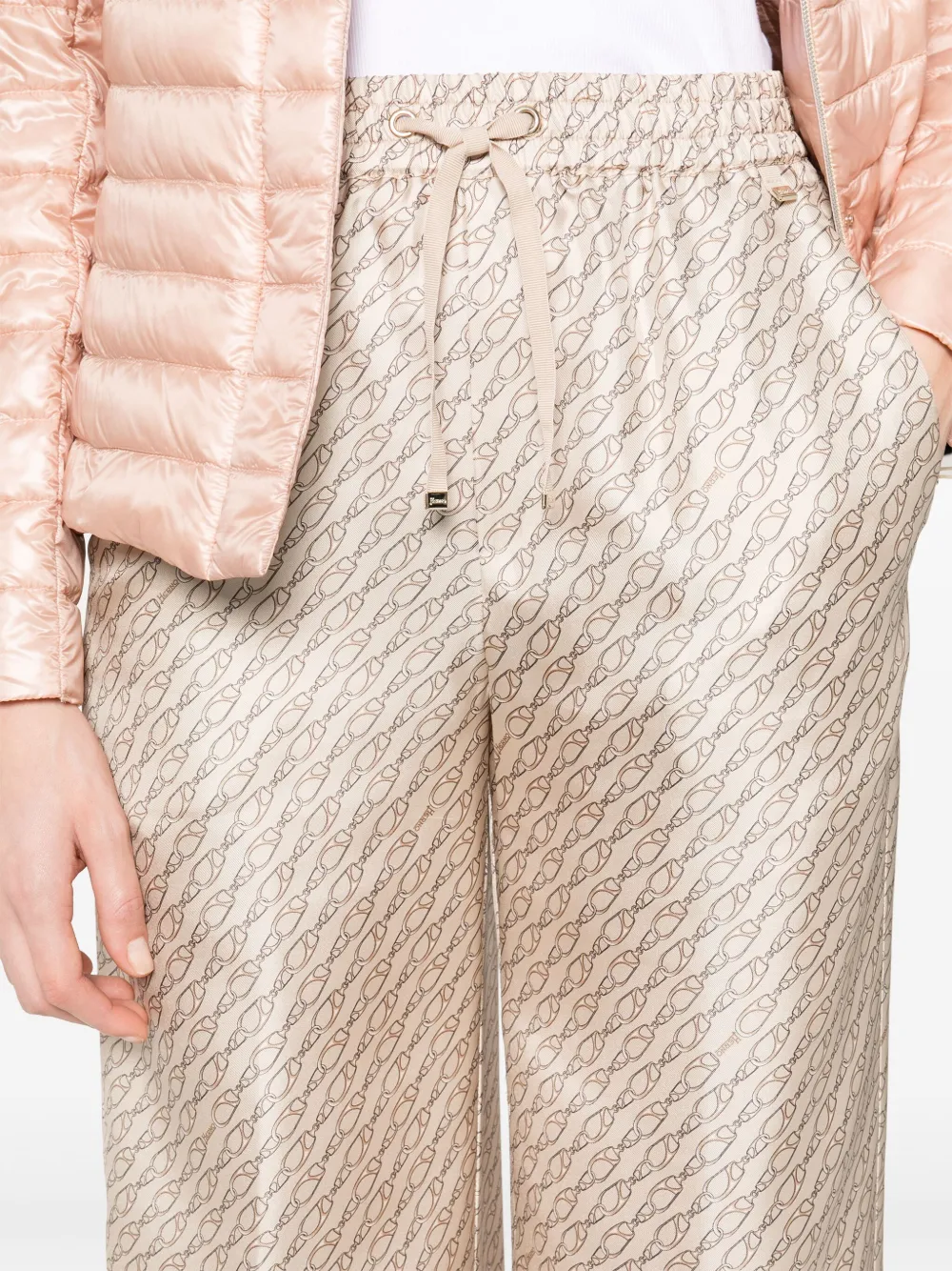 Herno Broek met haakprint Beige