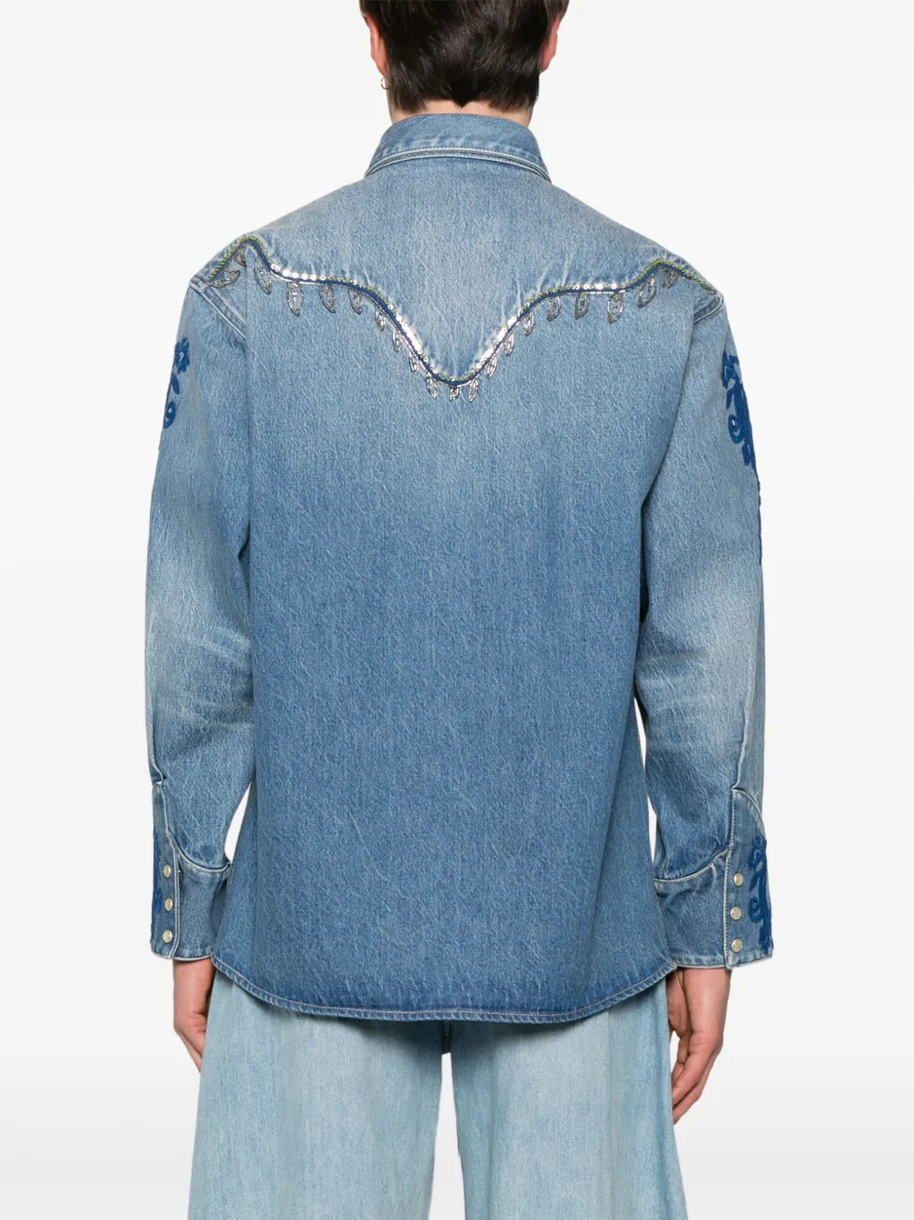 Valentino Garavani Denim overhemd met borduurwerk Blauw