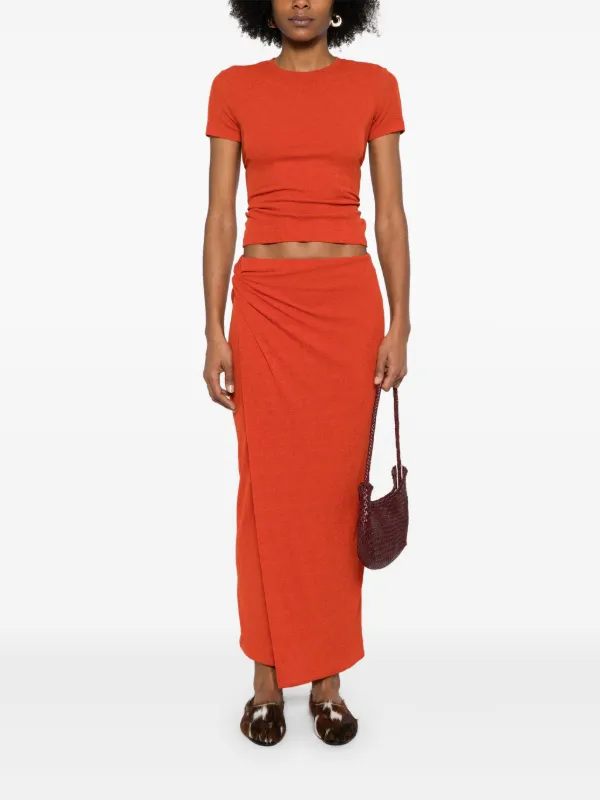【送料&関税込】Nanushka Belted Skirt Harlow - Crinkled-Satin Maxi Skirt - Black – Nanushka