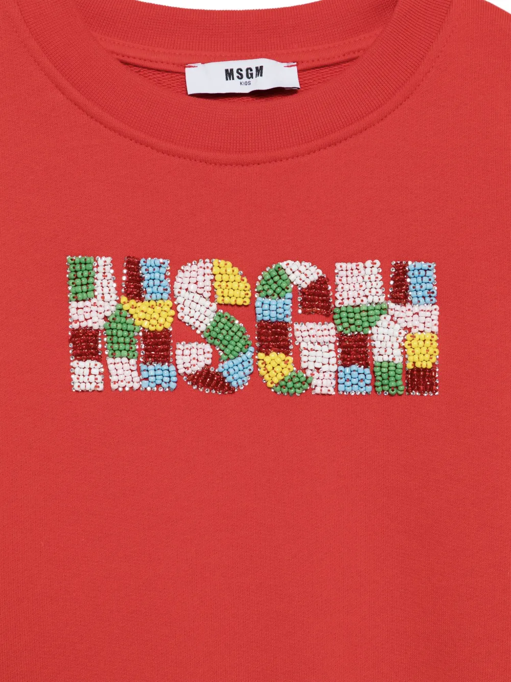 Shop Msgm Beaded-logo Sweatshirt In Red