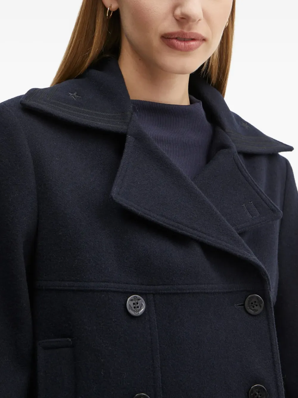 The Kooples Double-breasted Coat In Blue