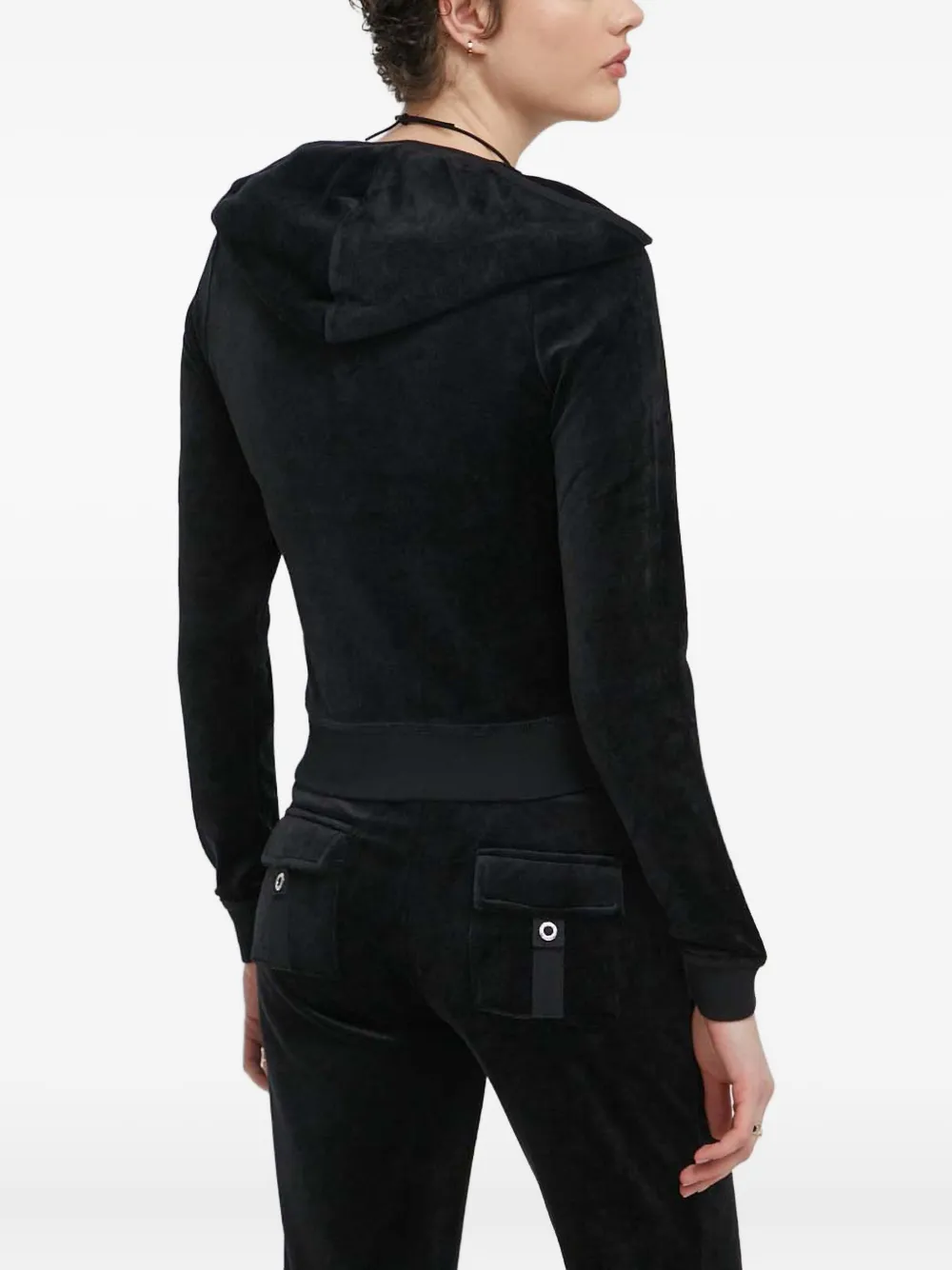 Juicy Couture Hoodie met geborduurd logo en rits Zwart