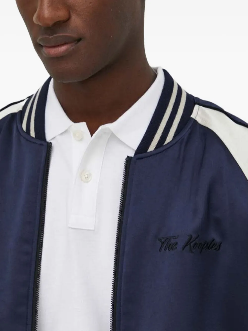 The Kooples Satijnen bomberjack met geborduurde draak Blauw
