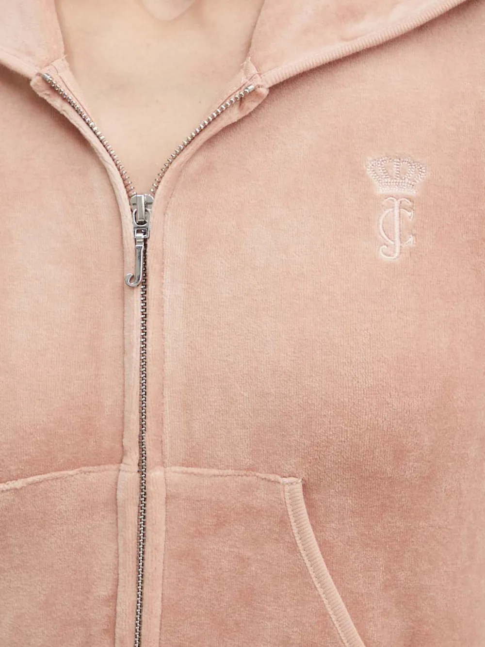 Juicy Couture Hooded Zip-front Sweatshirt In Gray