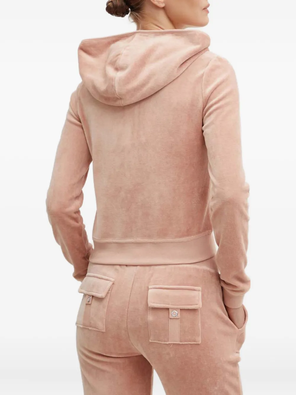 Juicy Couture Hooded Zip-front Sweatshirt In Gray