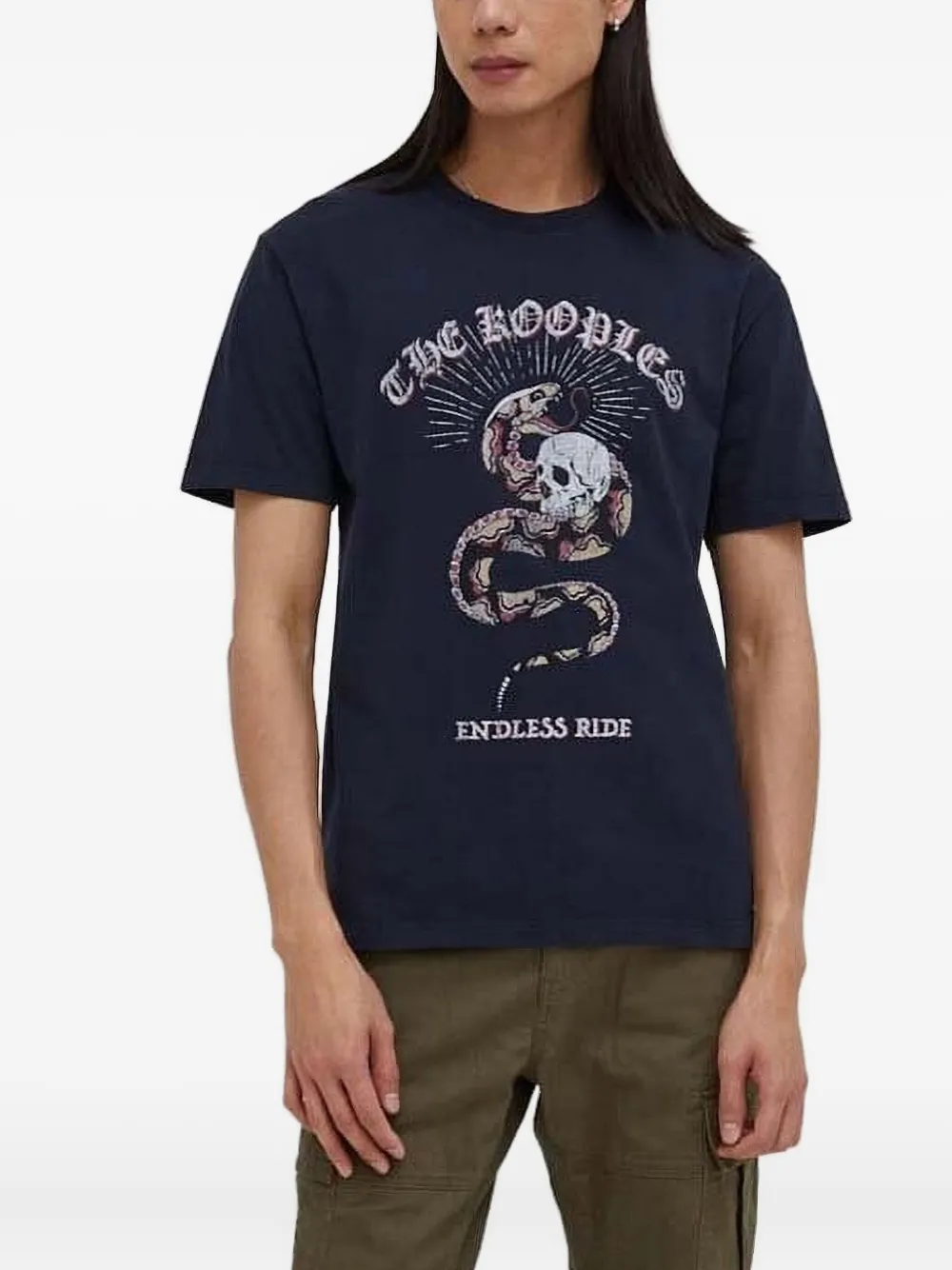 The Kooples snake skull graphic T-shirt | Blue | Image 1