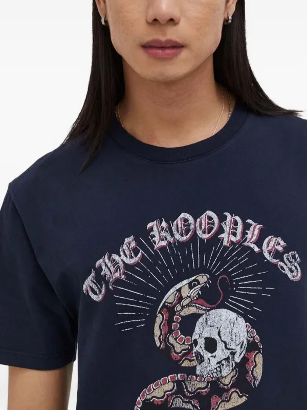 The Kooples Snake Skull Graphic T-shirt | Blue | FARFETCH