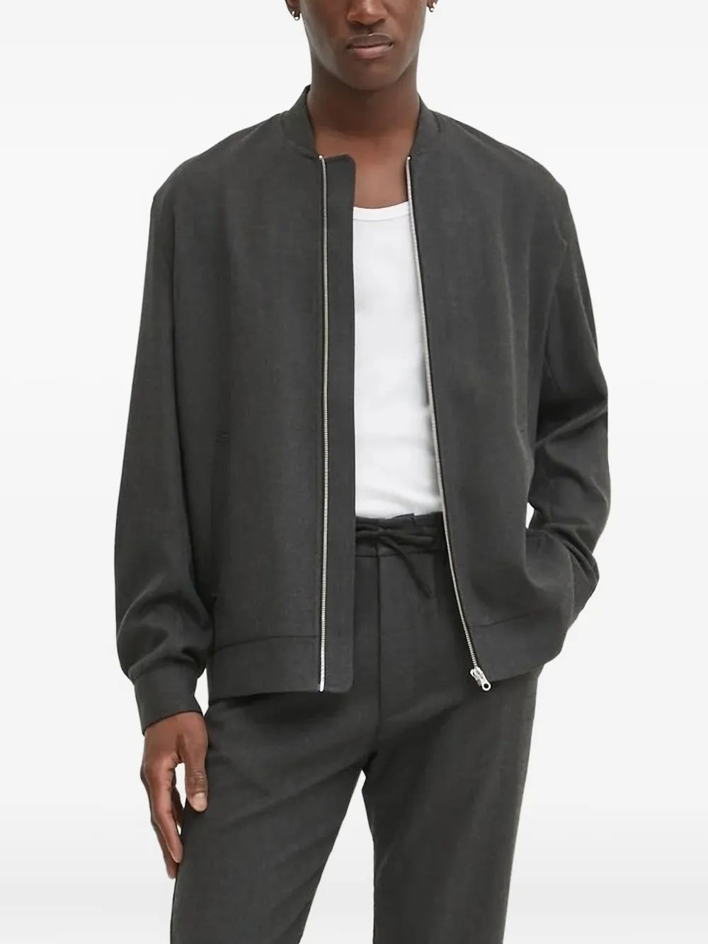 Les Deux Zip-up Bomber Jacket In Gray