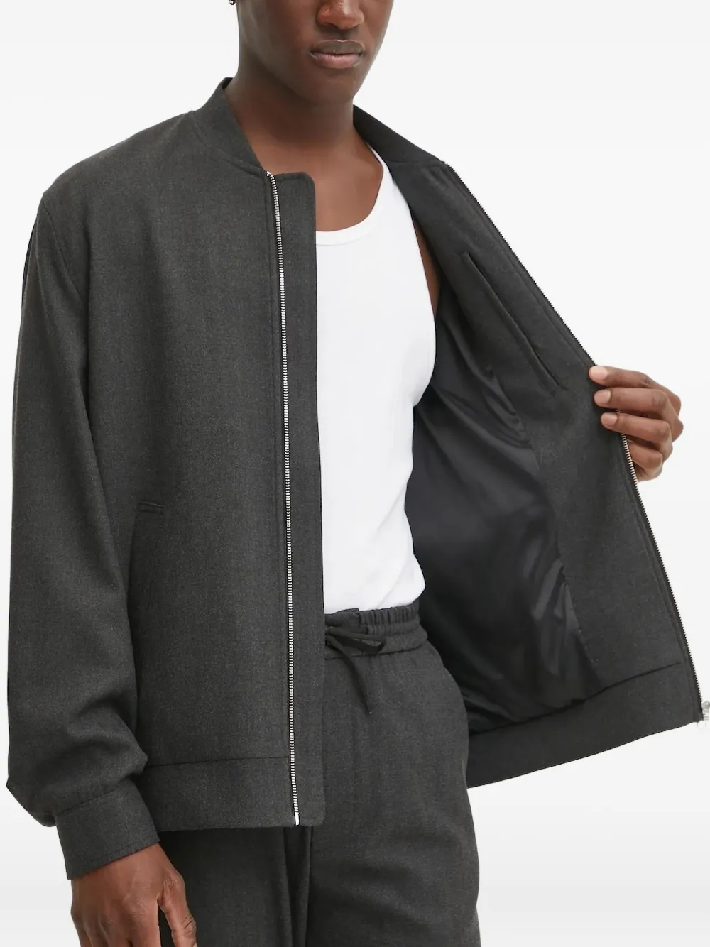 Les Deux Zip-up Bomber Jacket In Gray