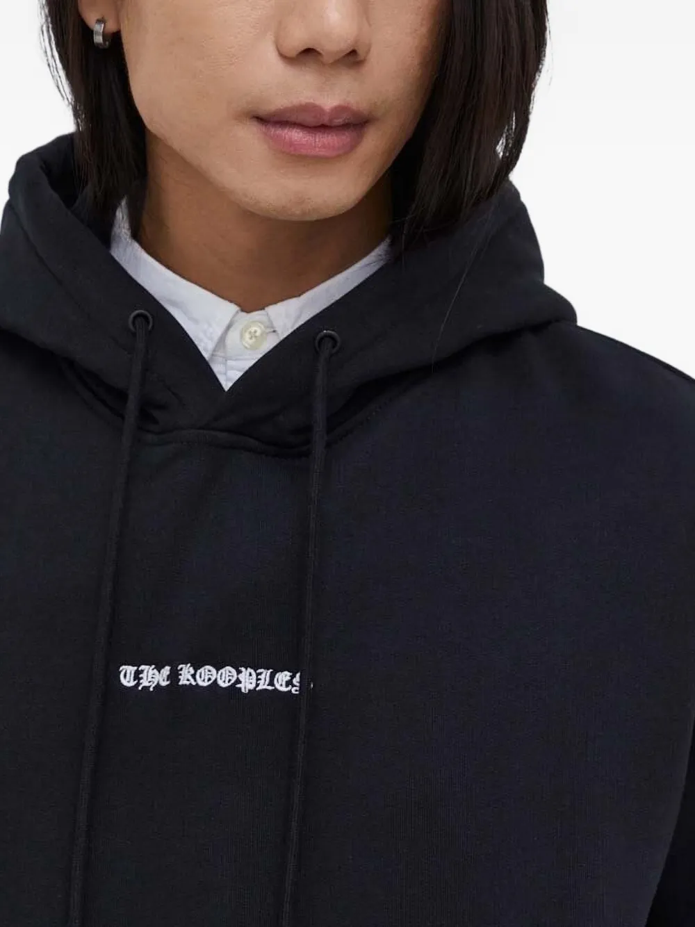 The Kooples Embroidered-logo Hoodie In Black