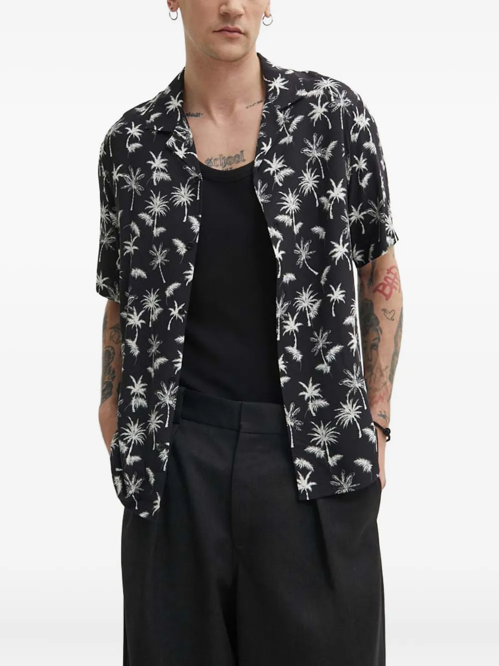 The Kooples palm-tree print shirt | Black | Image 1