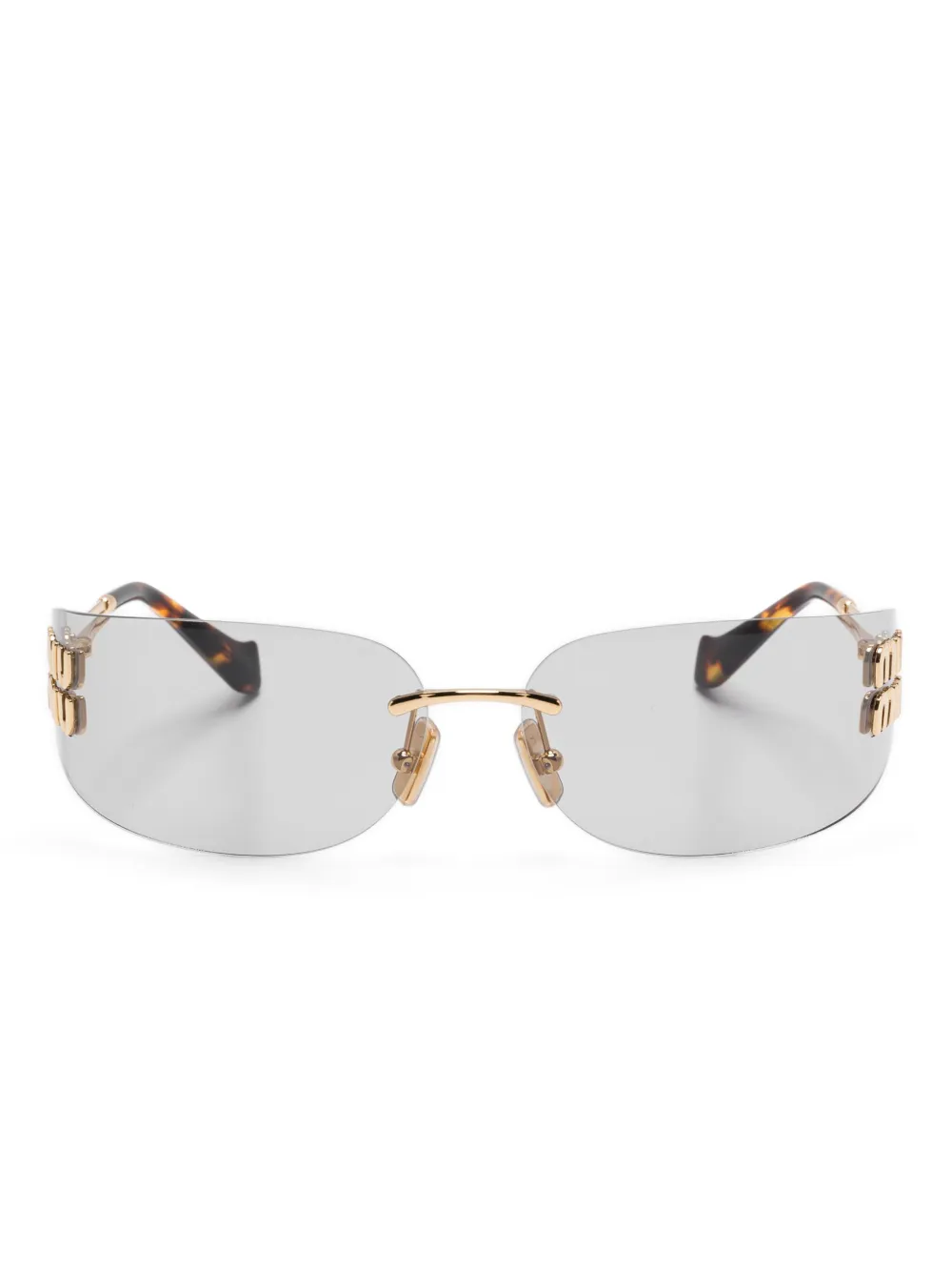 Miu Miu Eyewear logo-plaque sunglasses | Gold | Image 1