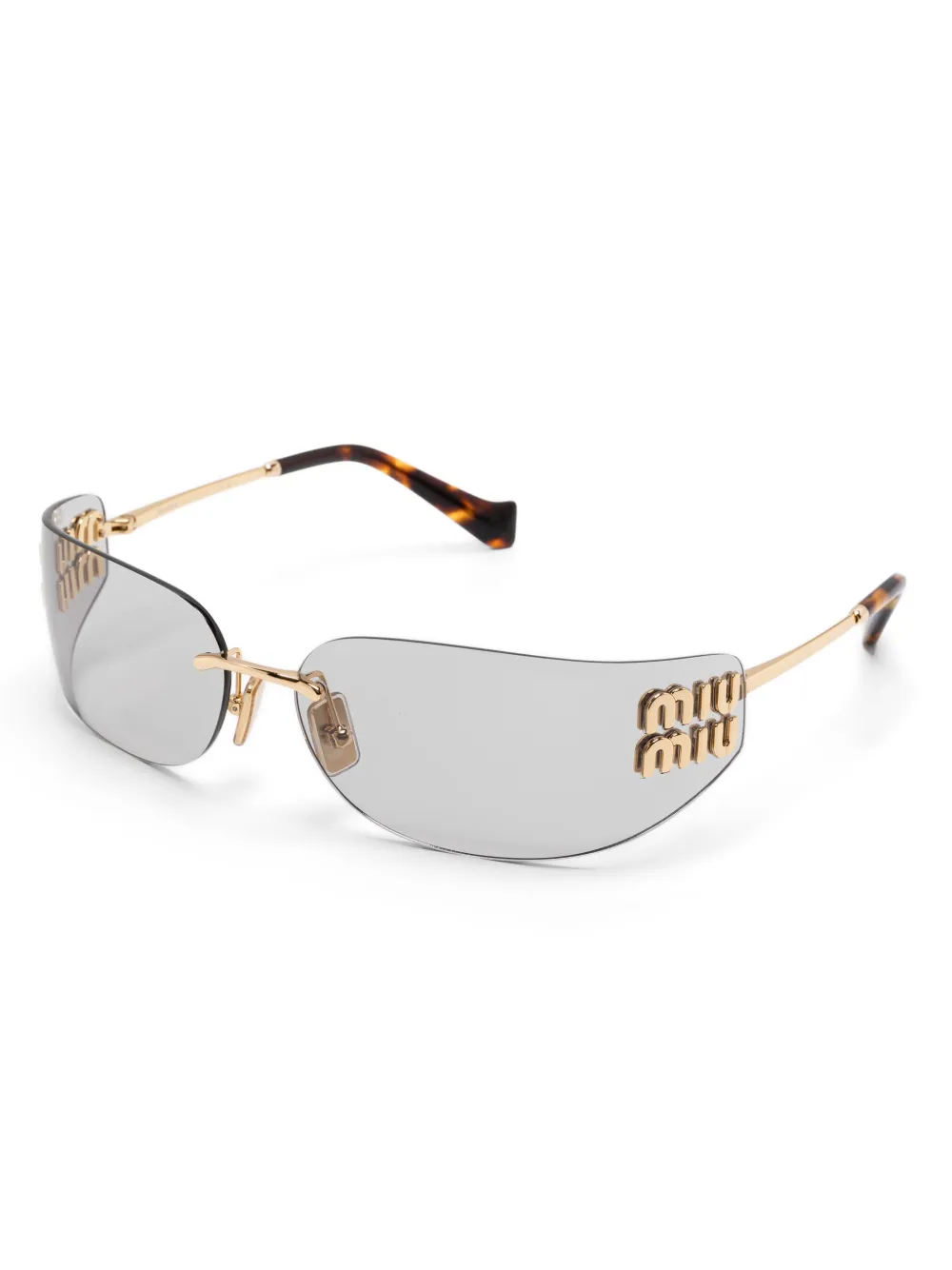 Miu Miu Eyewear logo-plaque sunglasses - Goud