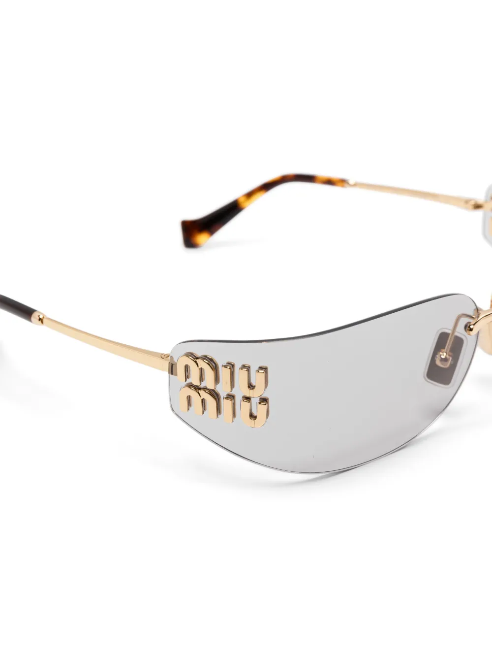 Miu Eyewear Zonnebril met logoplakkaat Goud