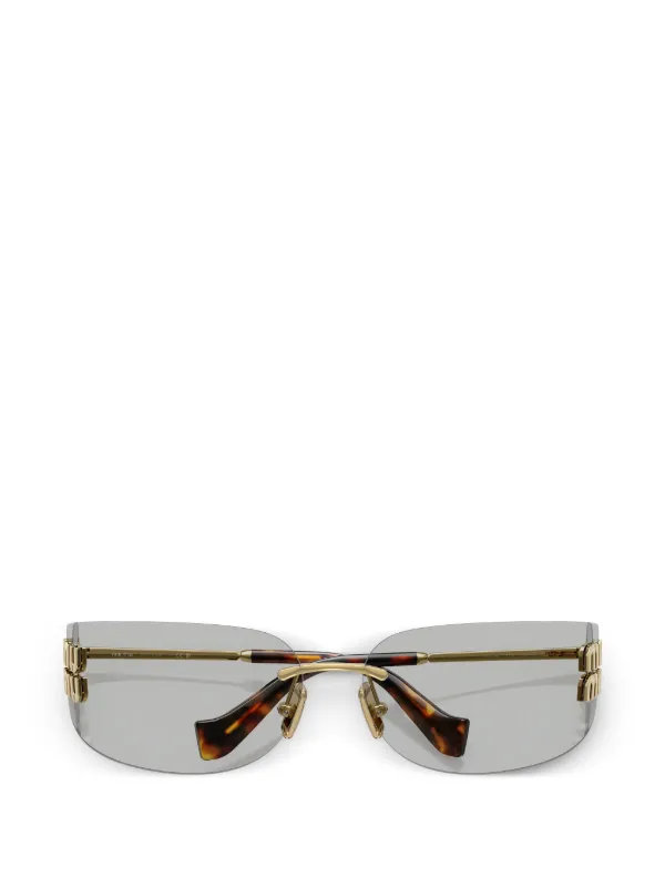 Miu Miu Eyewear logo-detail Sunglasses | Gold | FARFETCH RO