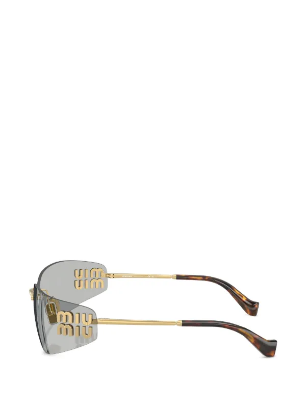 Miu Miu Eyewear logo-detail Sunglasses | Gold | FARFETCH RO