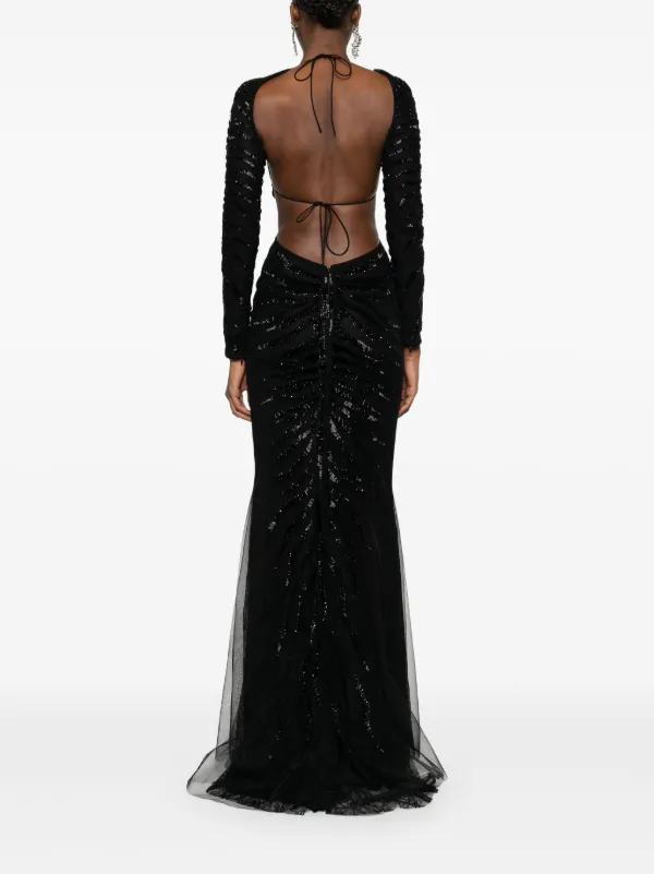 Roberto Cavalli Ray Of Gold Gown Black FARFETCH IN