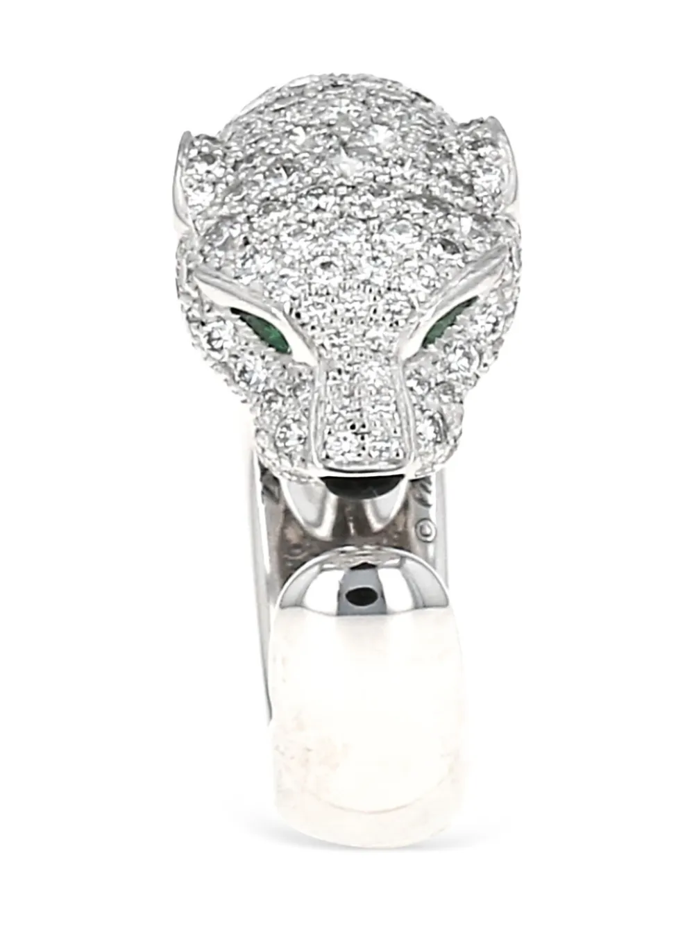 Cartier 18kt white gold Panthère diamonds and emerald ring - Zilver