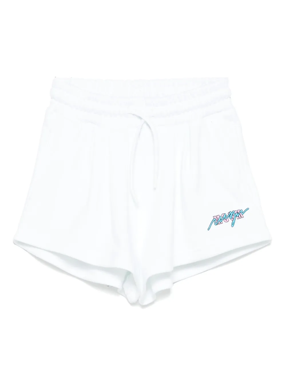 Shop Msgm Cotton Track Shorts In White