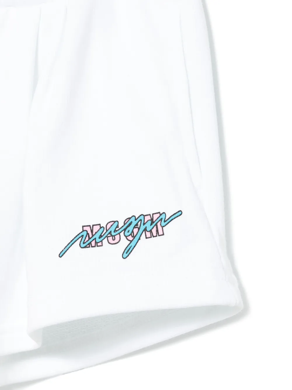 Shop Msgm Cotton Track Shorts In White