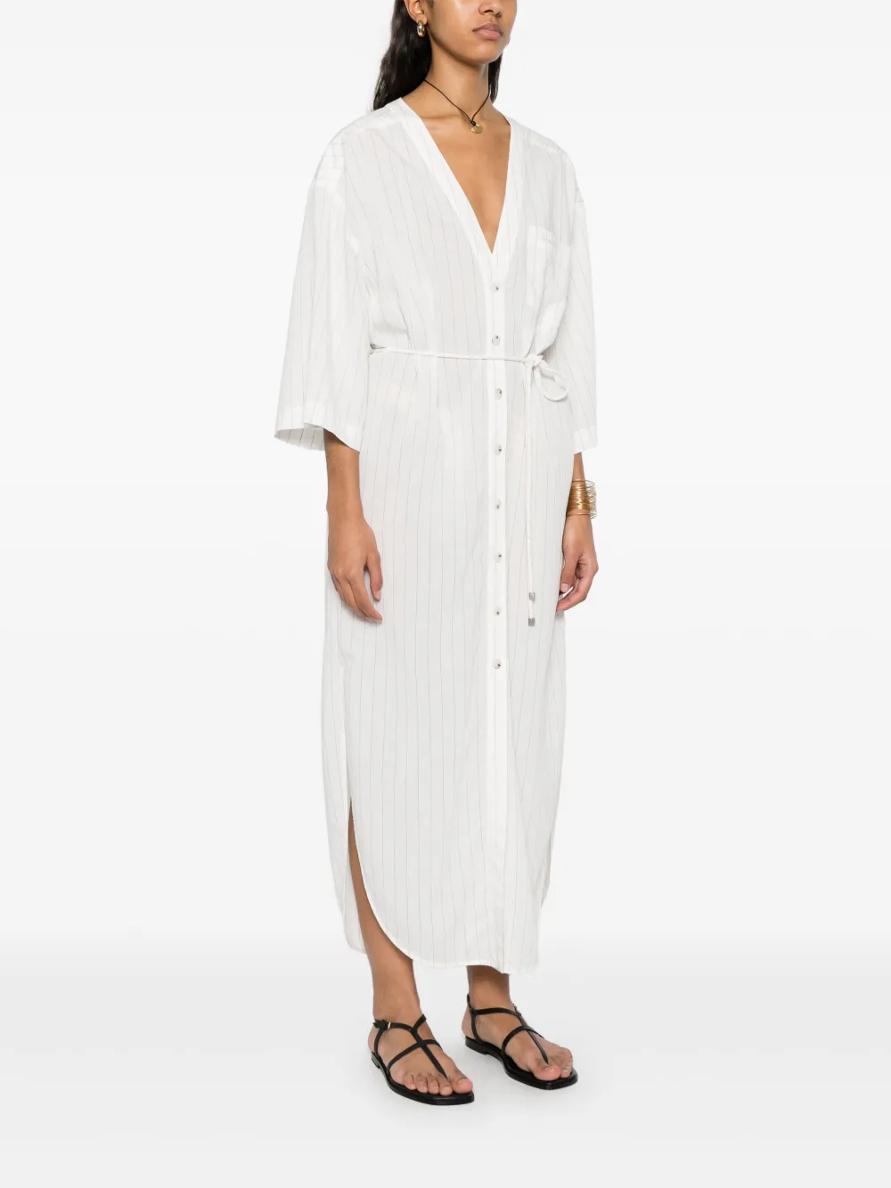 Nanushka Gestreepte blousejurk Wit