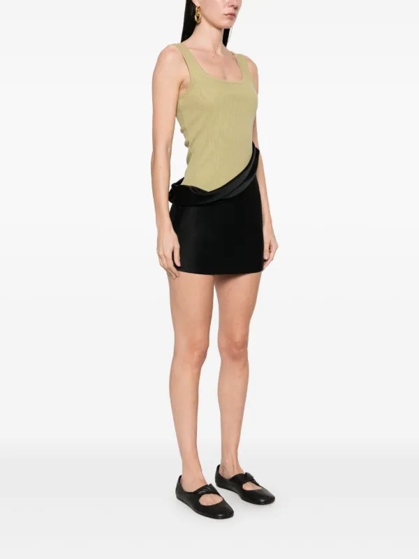 【関税込み】Nanushka ベージュ Marijn ミニワンピース Marijn - Ribbed Jersey and Slip Satin Dress - Dune/Creme