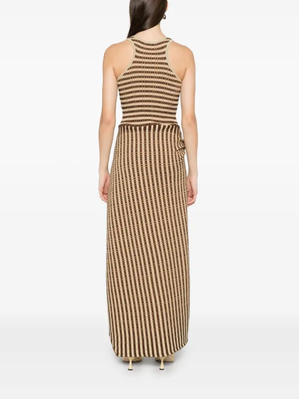 Nanushka Aliki Striped Midi Dress | Neutrals | FARFETCH