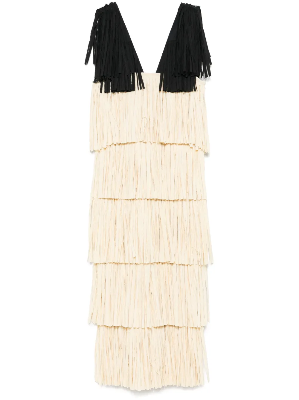 Nanushka Midi-jurk met franje Beige