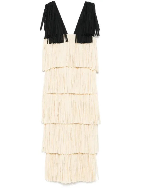Nanushka fringed midi dress
