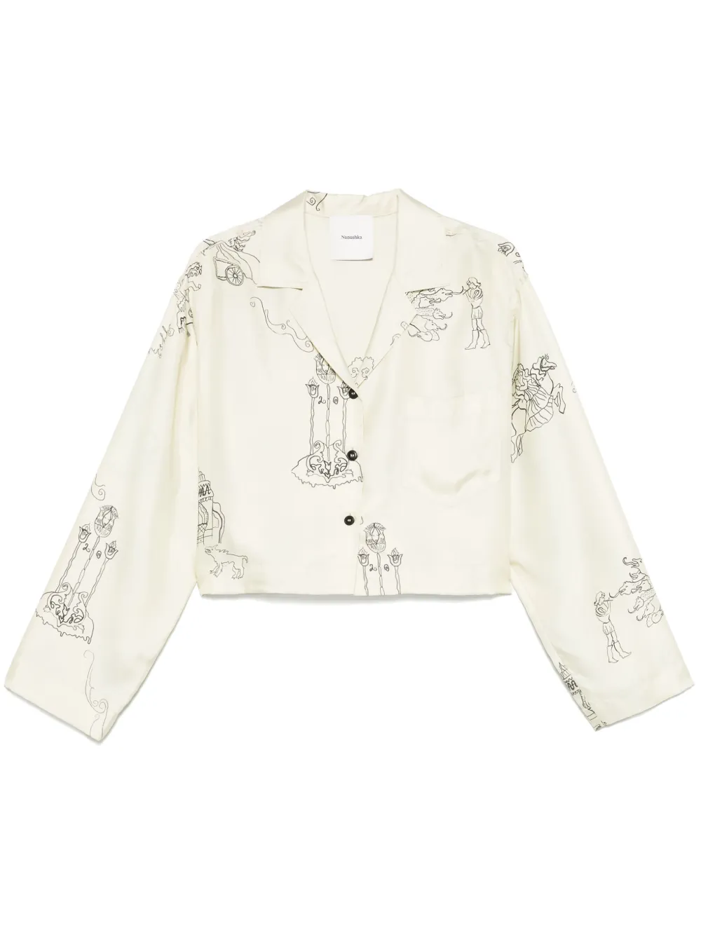 Nanushka Cropped pyjamashirt Beige
