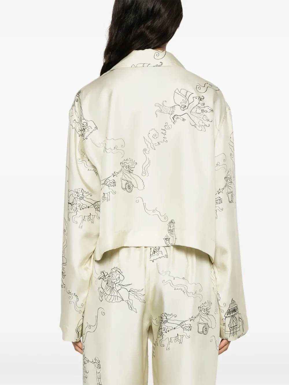 Nanushka Cropped pyjamashirt Beige