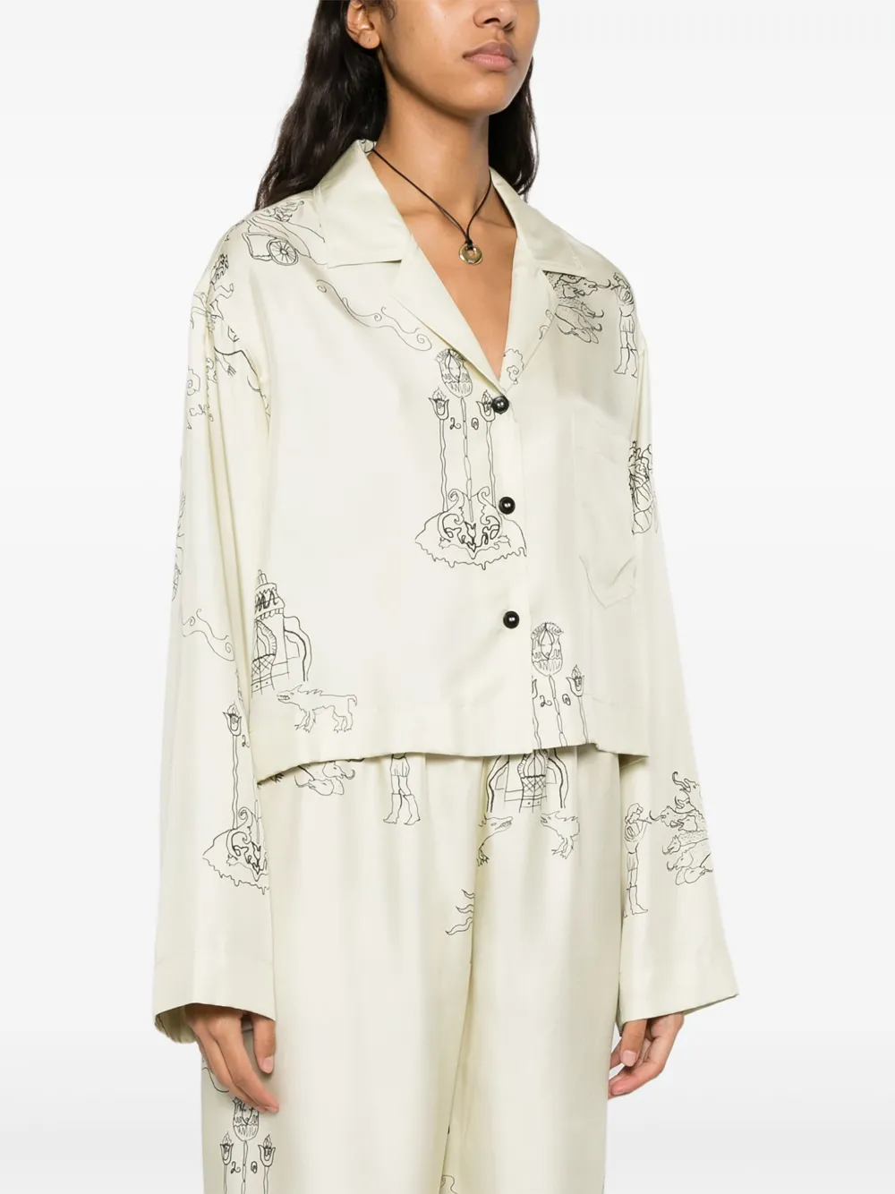 Nanushka Cropped pyjamashirt Beige