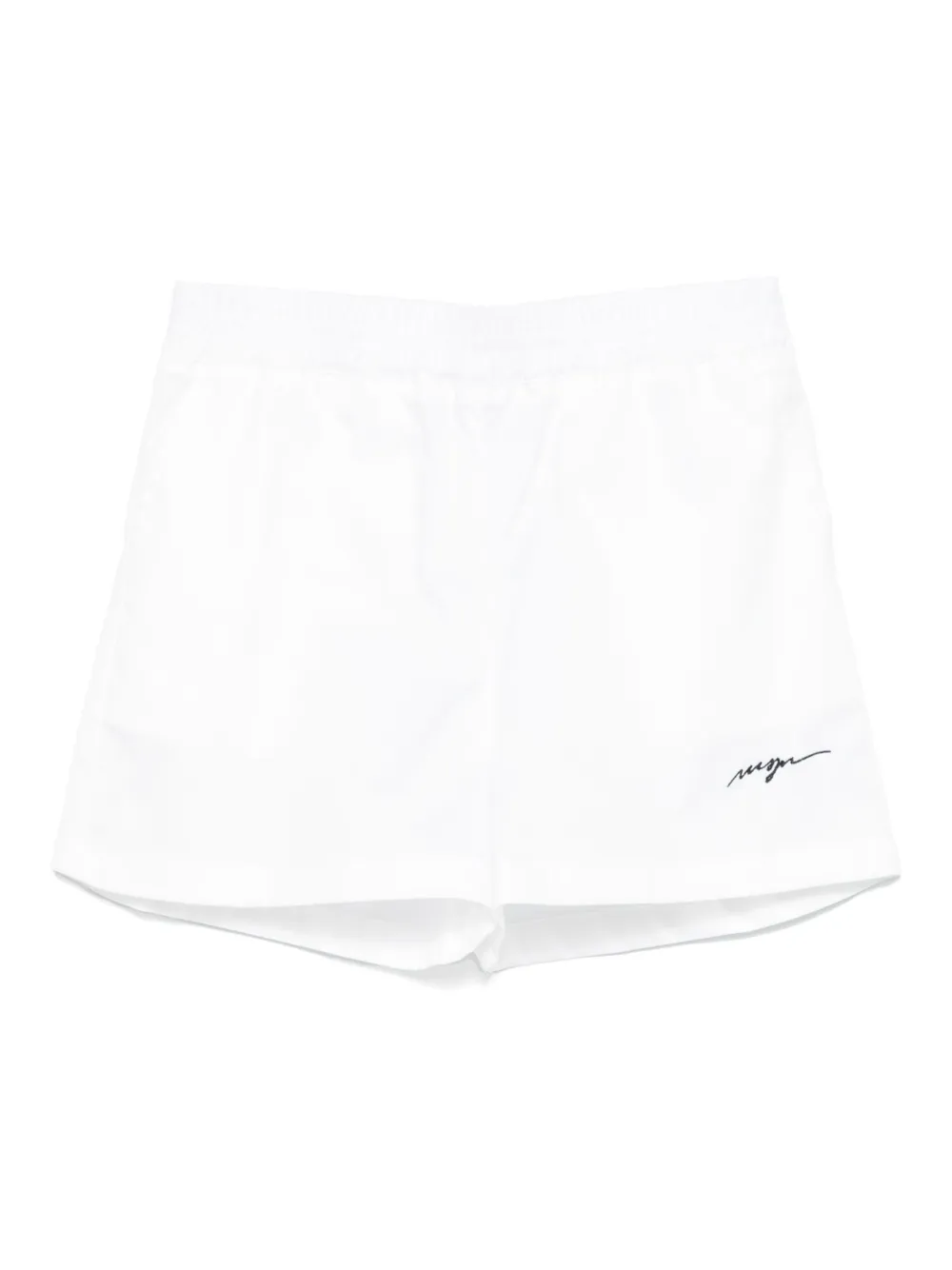 Shop Msgm Logo-embroidered Track Shorts In White