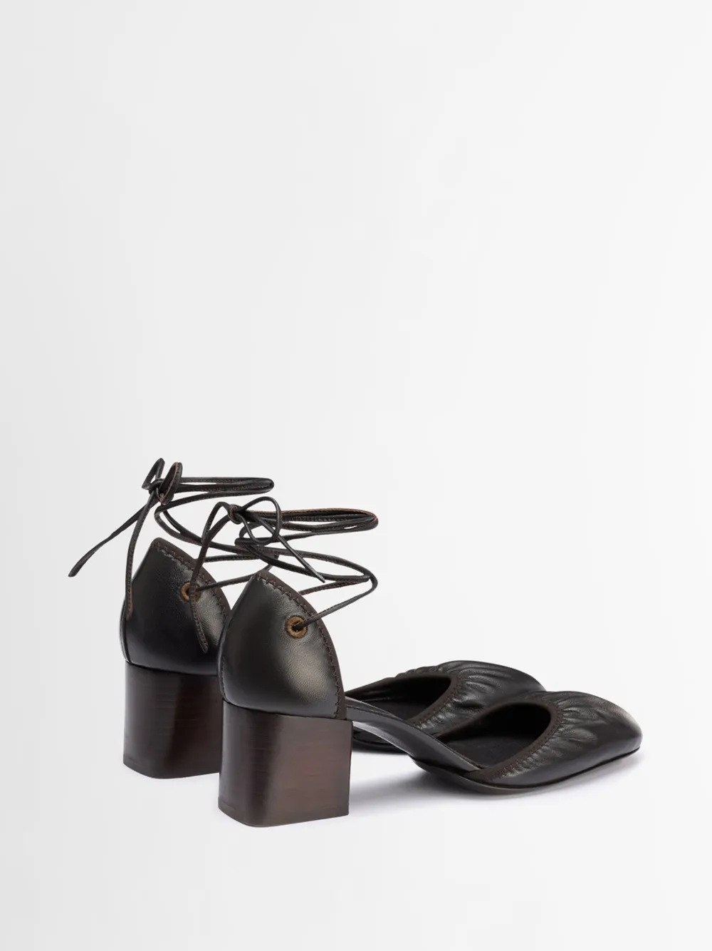 Lemaire Micro Ballerina Leather-trimmed Ruched Velvet Pumps In Black