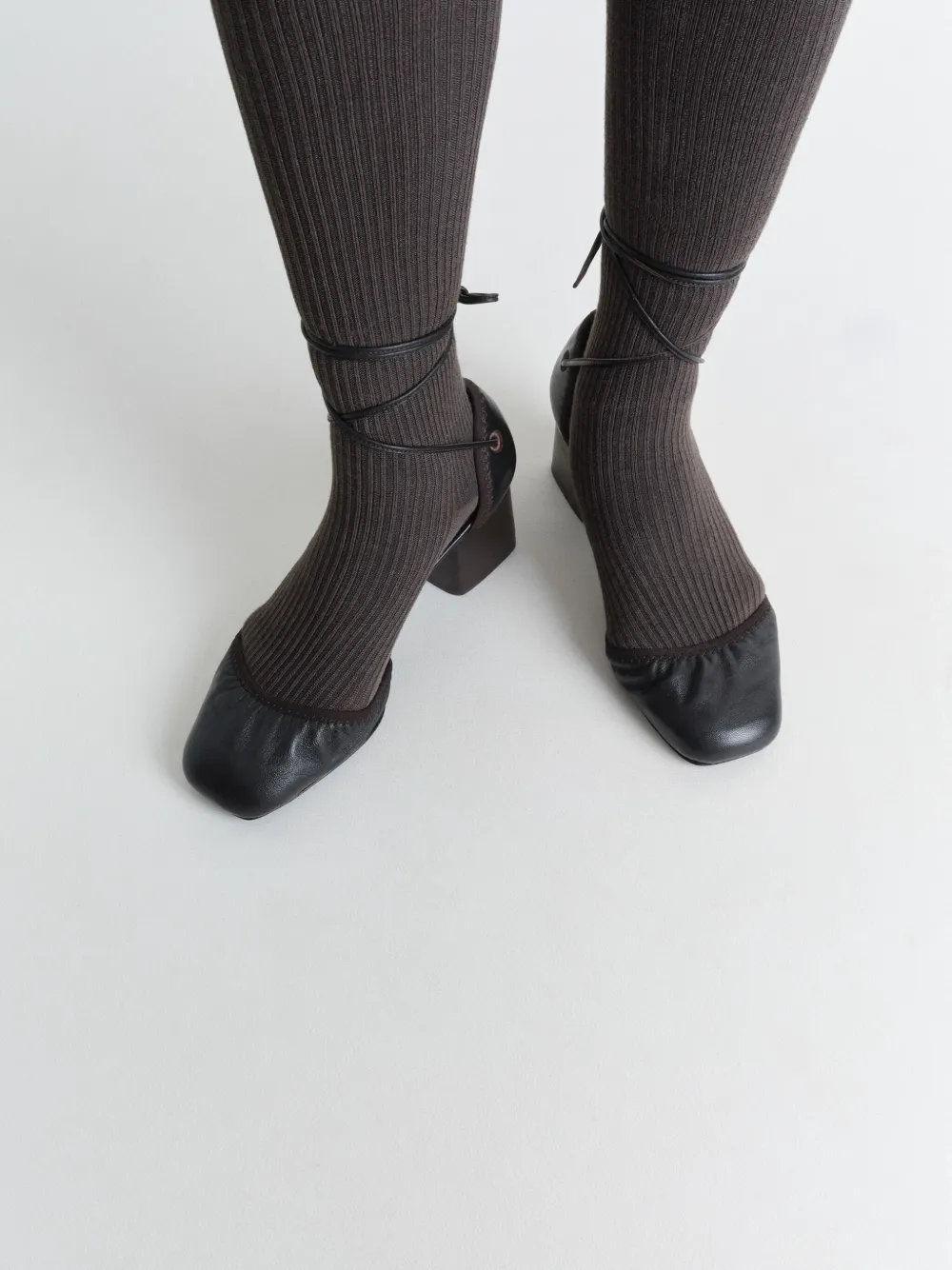 Lemaire Micro Ballerina Leather-trimmed Ruched Velvet Pumps In Black