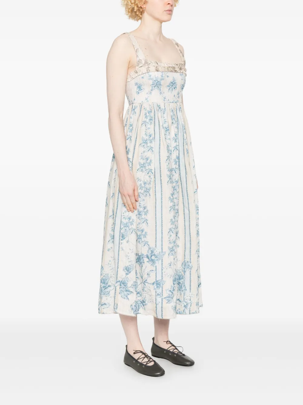 Agua By Agua Bendita Barbara Bougainvillea midi-jurk Blauw