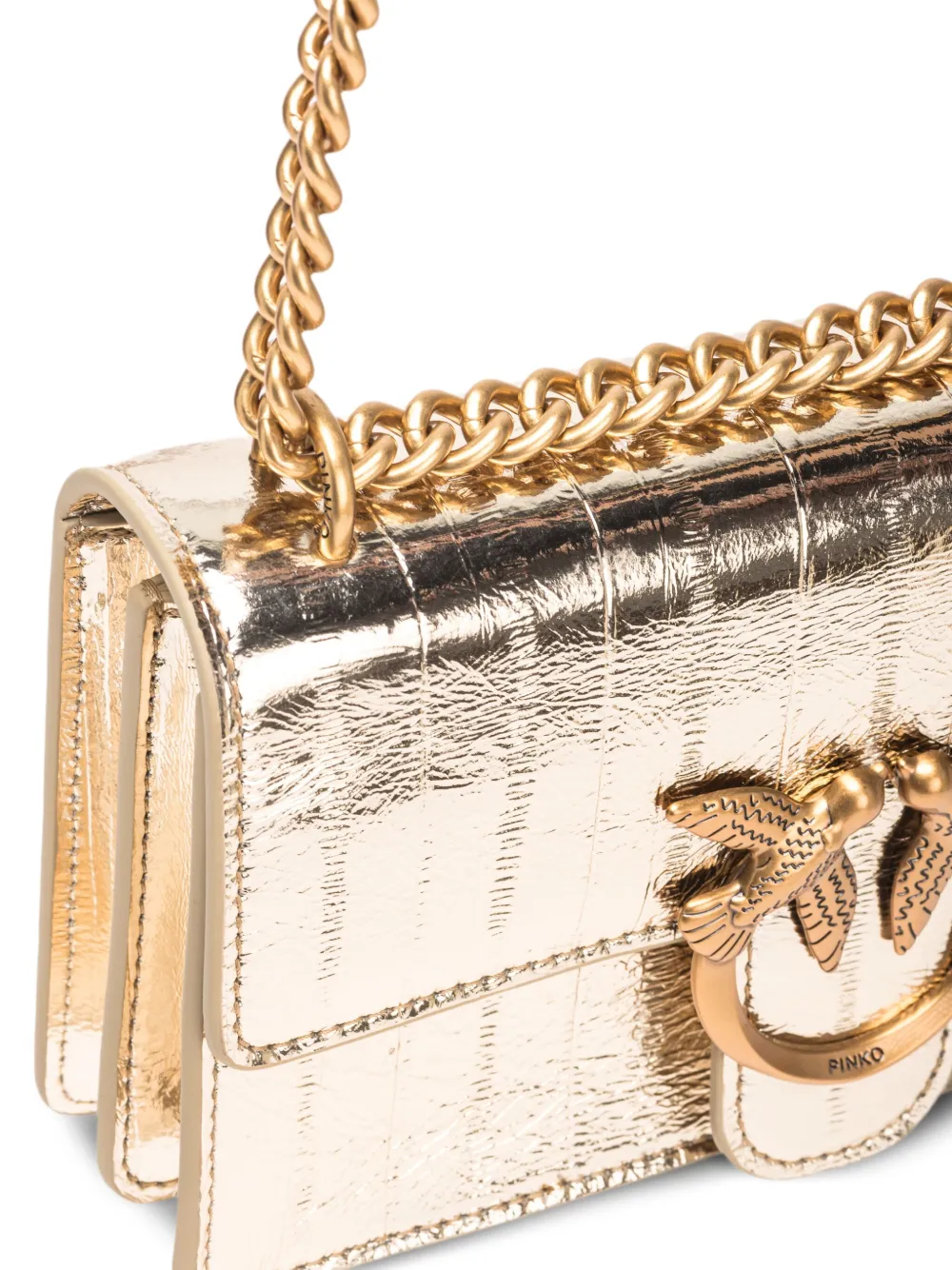 PINKO Love One leren schoudertas Goud