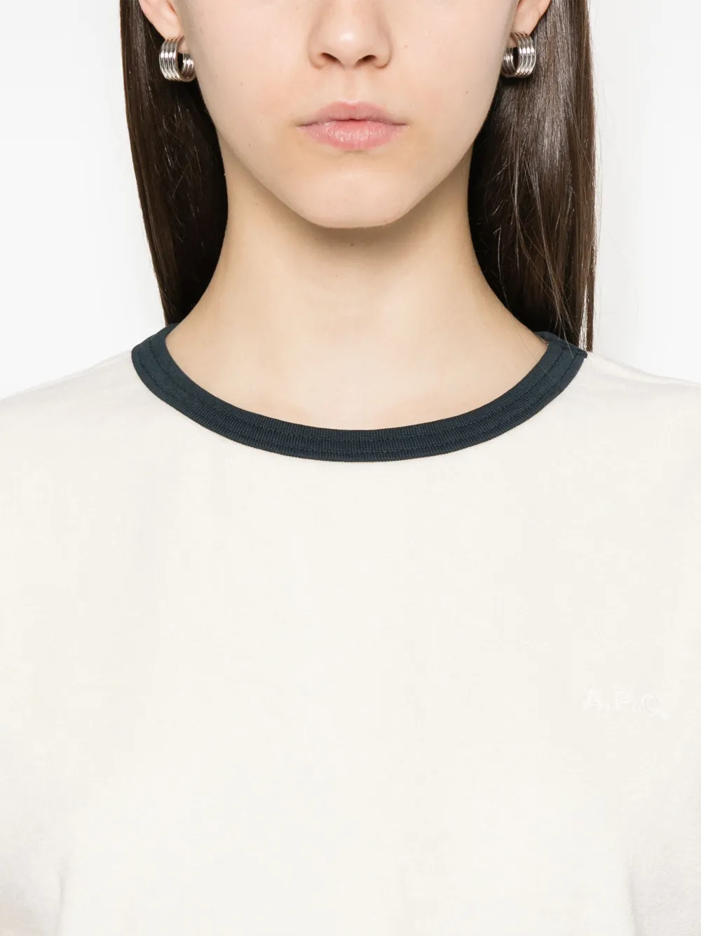 A.P.C. T-shirt met geborduurd logo Beige
