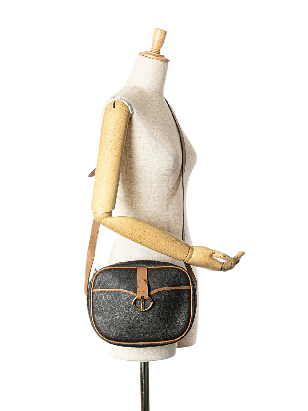 Christian Dior Pre-Owned 1900s Honeycomb gecoate canvas crossbodytas - Zwart