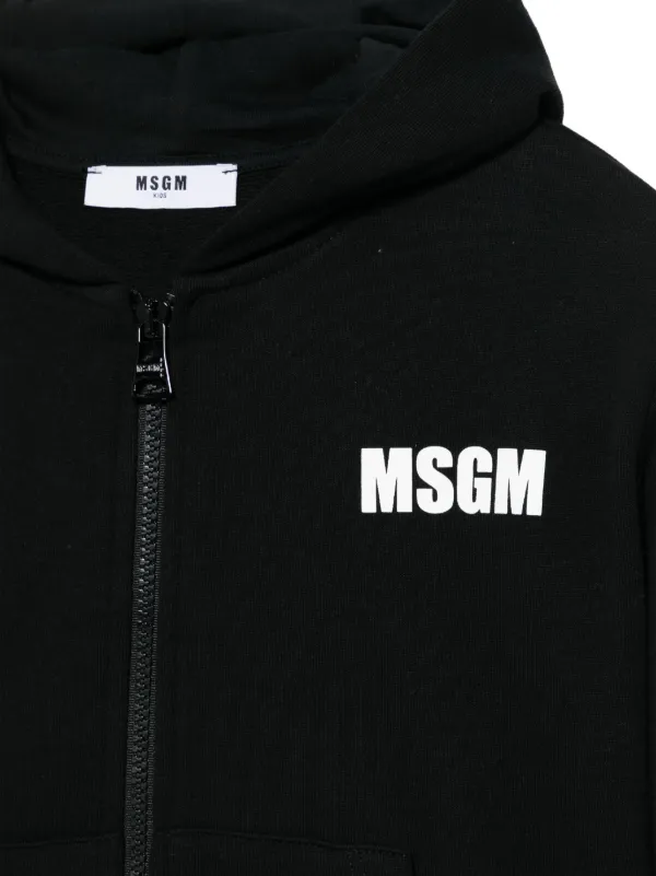 MSGM｜HOOD/ZIP-UP (2000MM535 200004 94) MSGM Kids zip-up Hoodie | Black | FARFETCH