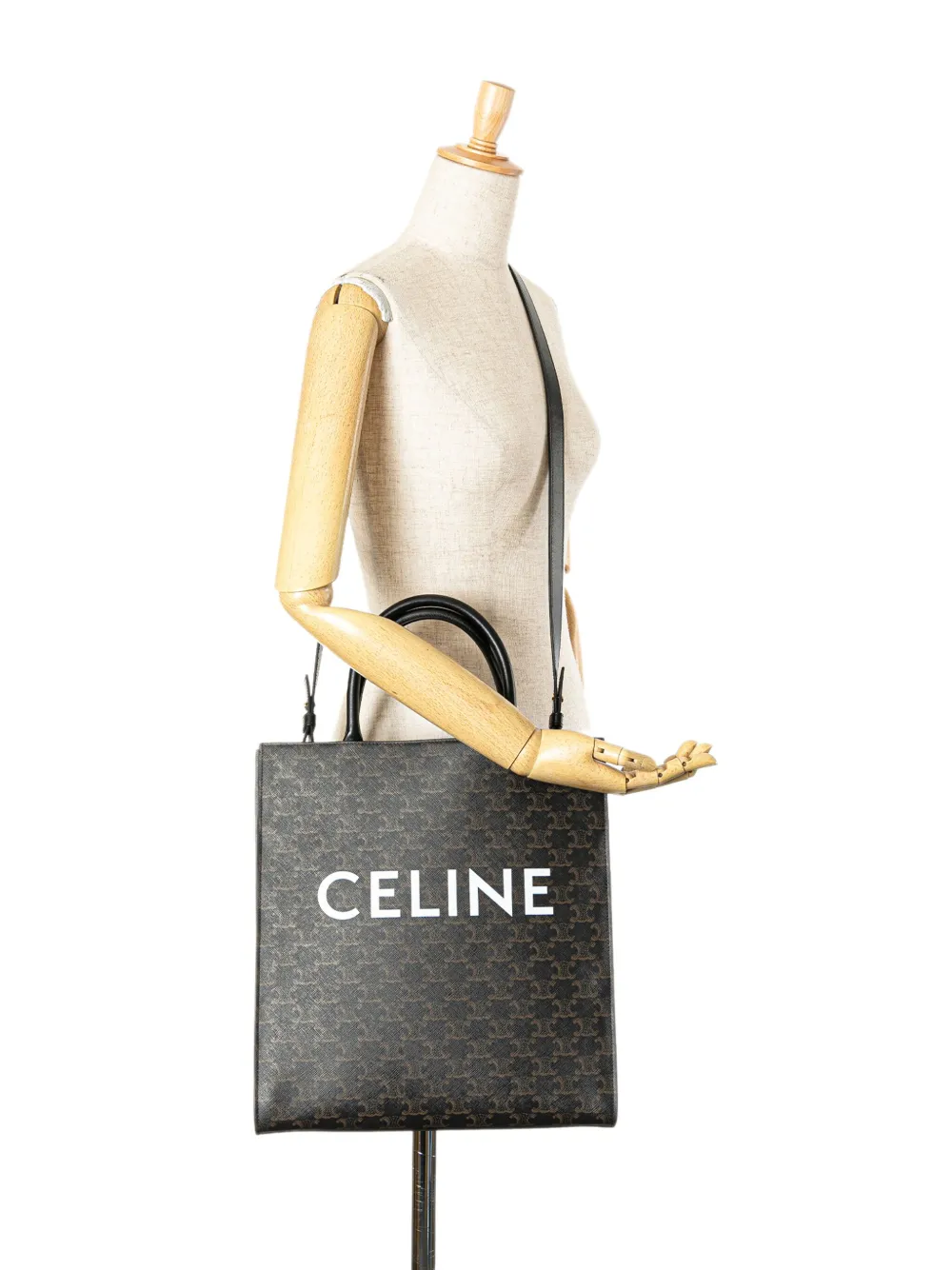 Céline Pre-Owned 2021 medium Triomphe Coated Canvas Vertical Cabas boekentas - Zwart