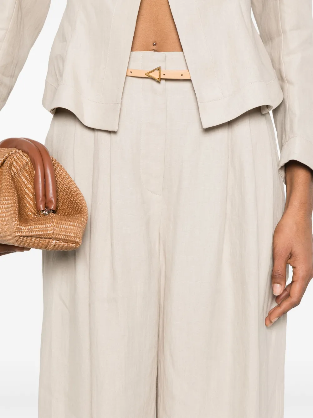 Giorgio Armani Broek met wijde pijpen Beige