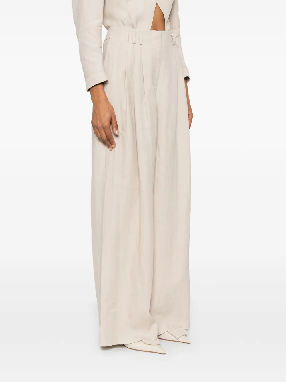 Giorgio Armani Broek met wijde pijpen Beige