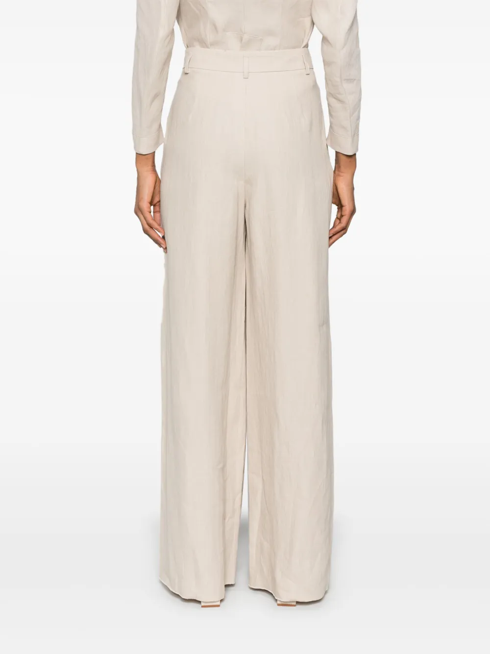 Giorgio Armani Broek met wijde pijpen Beige