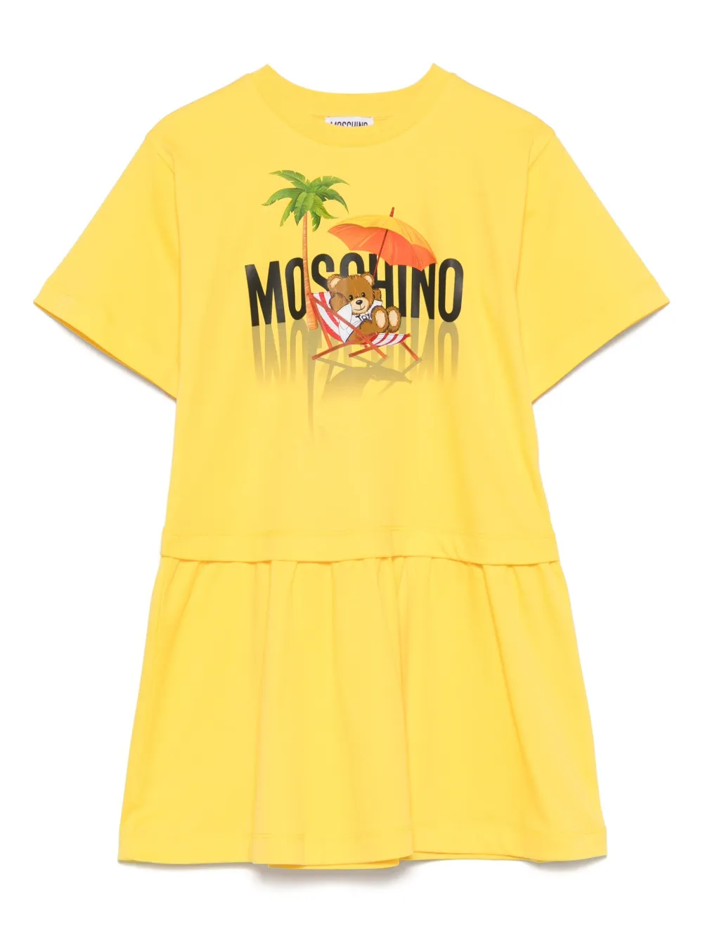 Moschino Kids Jurk met teddybeerprint Geel
