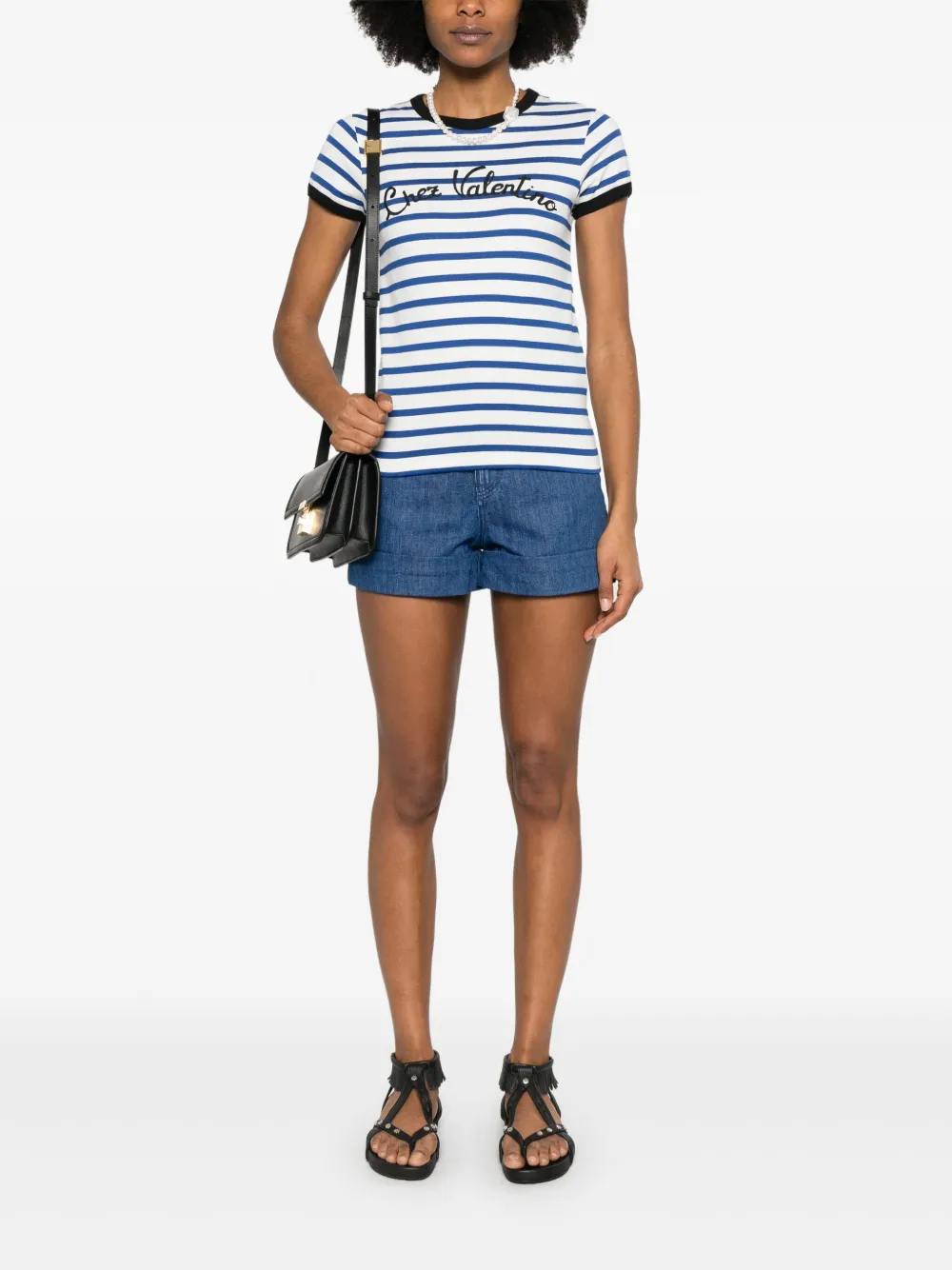 Valentino Garavani Gestreept T-shirt - Blauw