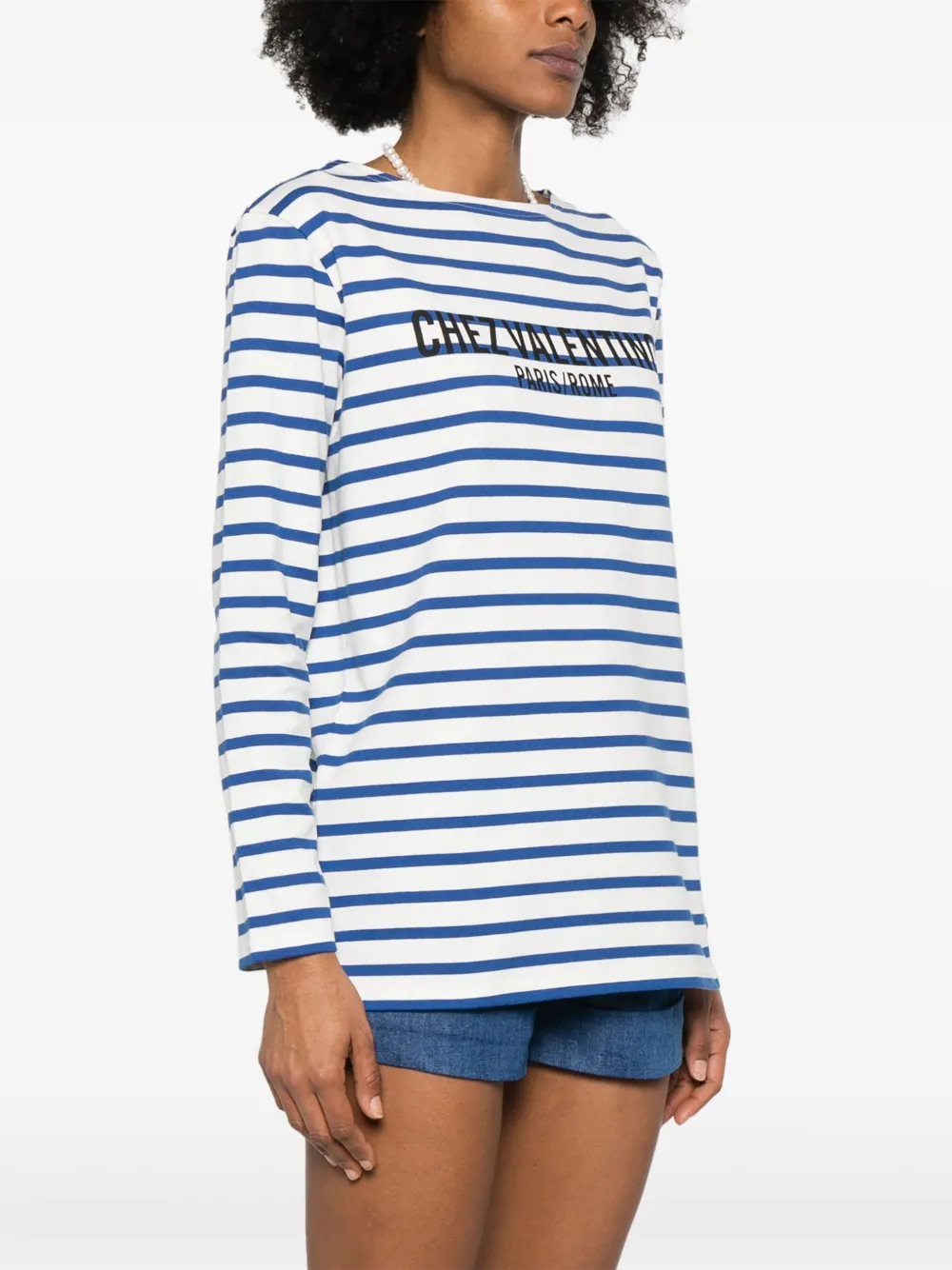 Shop Valentino Striped T-shirt In Blue