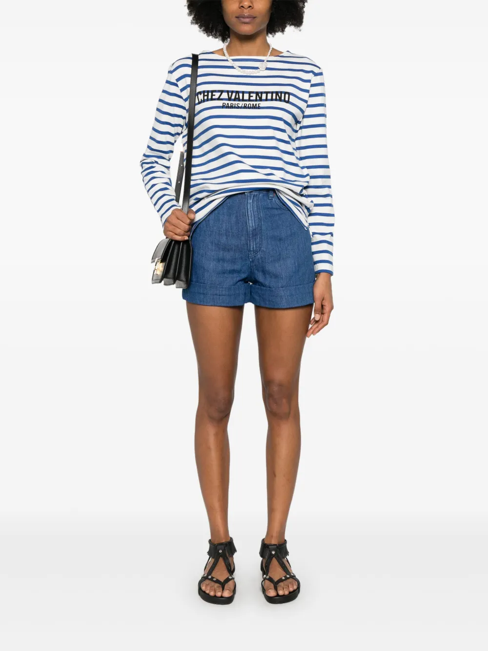 Shop Valentino Striped T-shirt In Blue
