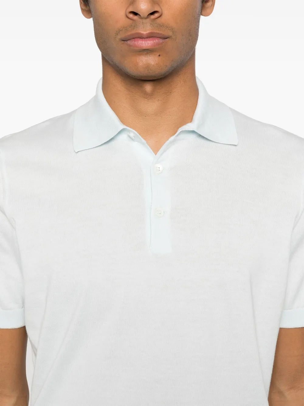 Brunello Cucinelli Fijngebreid poloshirt Blauw