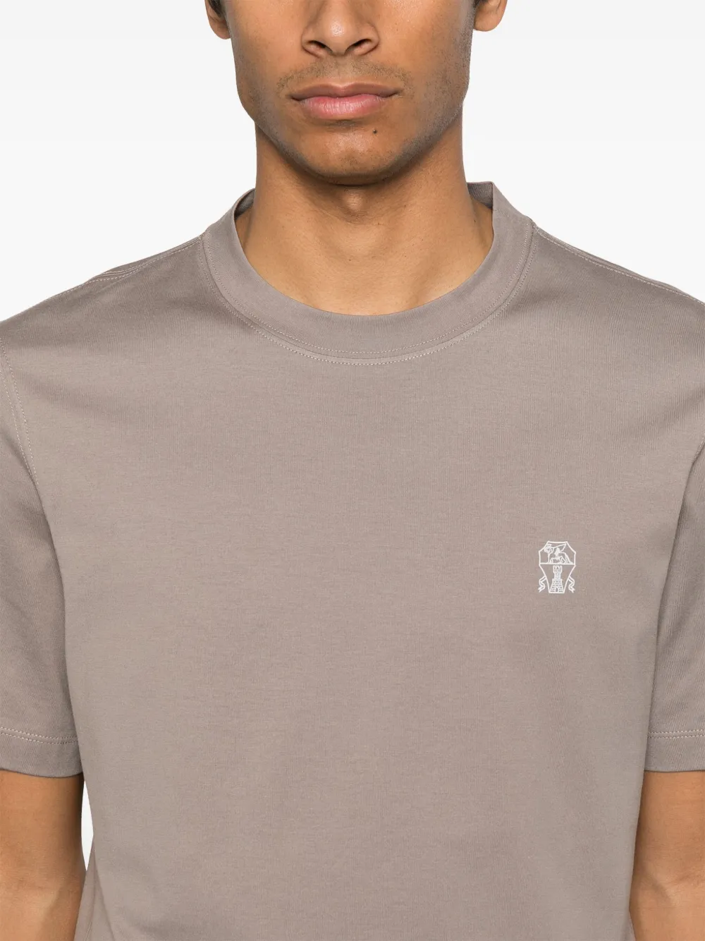 Brunello Cucinelli T-shirt met logoprint Bruin